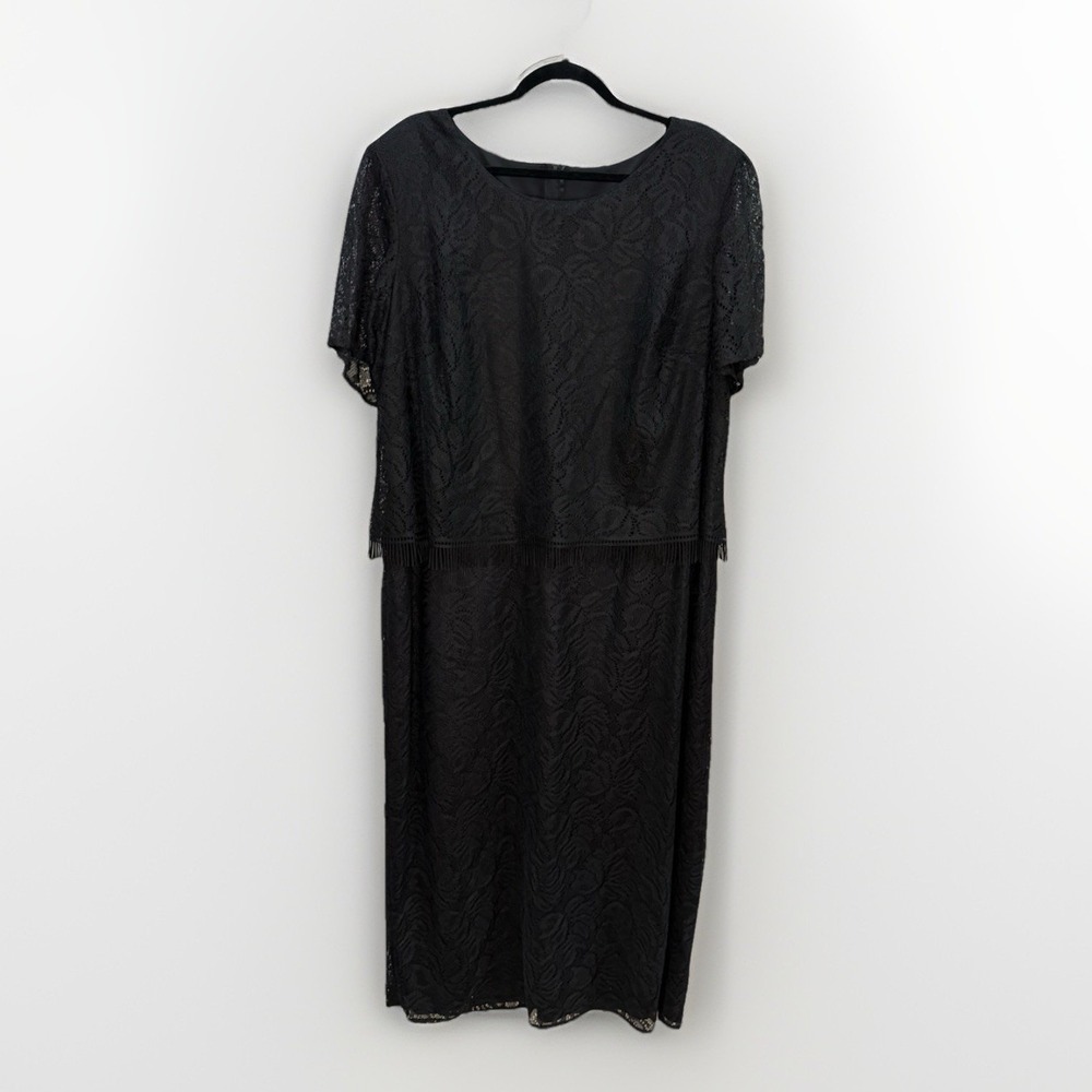 Vintage Sheri Martin Womens Plus Sz 22‎ Black Layered Shift Cocktail Party Dress